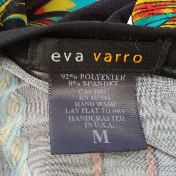 Eva Varro Colorful Ornate Chain Tassel Print Maximalist Dolman Cruise Wear Top M - Picture 14 of 14